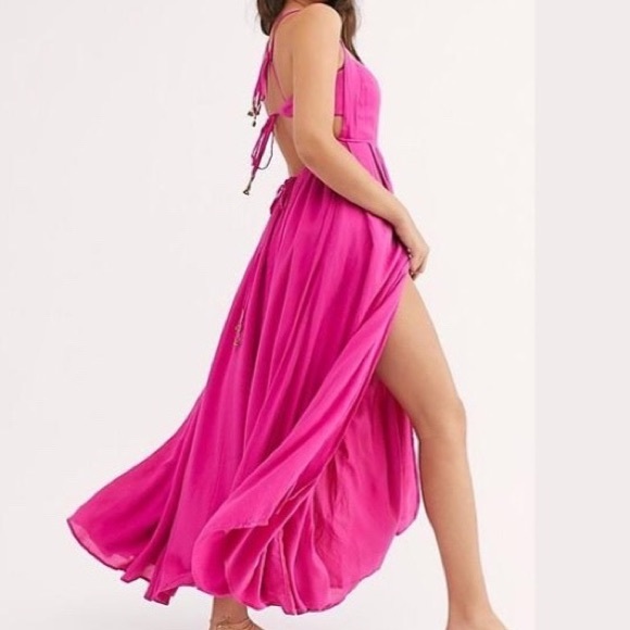 Free People Dresses & Skirts - NWT Free People Yes Please Boho Maxi Dress in Fuschia Pink size Small